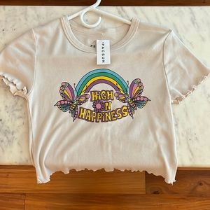Brand New “High on Happiness” baby tee from Pacsun